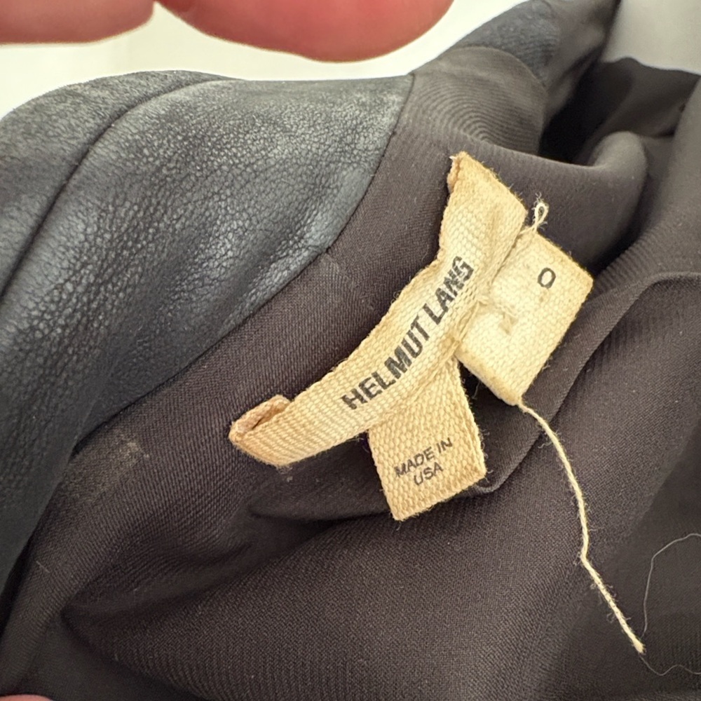 Helmut Lang Classic Black Linen Corporate Goth Office Siren Blazer Leather Lapel - Picture 7 of 9